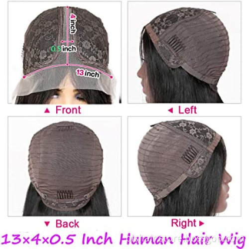 13x4T Front Lace Wig Straight Hair Brazilian Real Hair Lace Closing Wig, Suitable for Women 150% Density Natural Color Hair